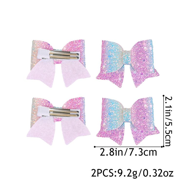 XIMA Glitter Hair Bows for Girls, 24 Piece Set with Alligator Clips, Rainbow Sparkle Hair Accessories