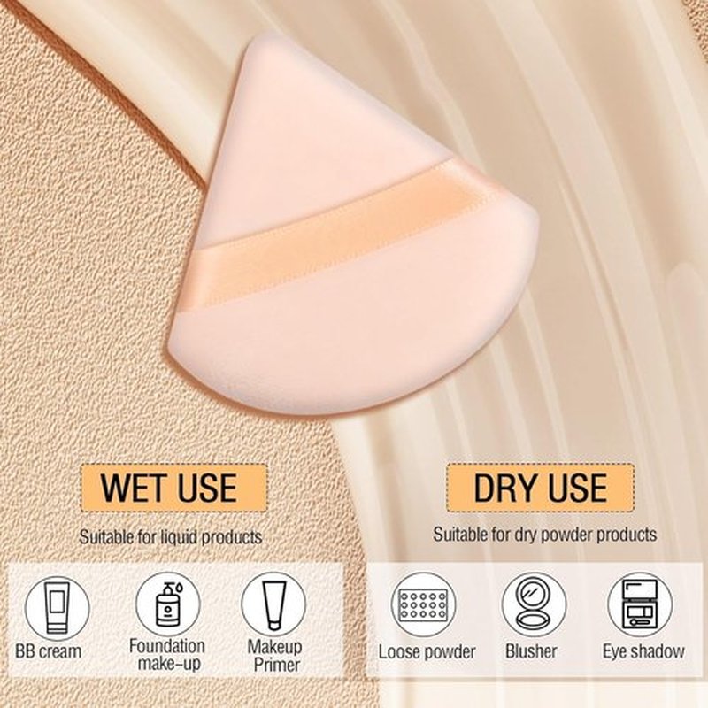 Skiennix Triangle Powder Puff - Soft Makeup Sponge Set for Face Powder | 6 Pieces in Flesh Color