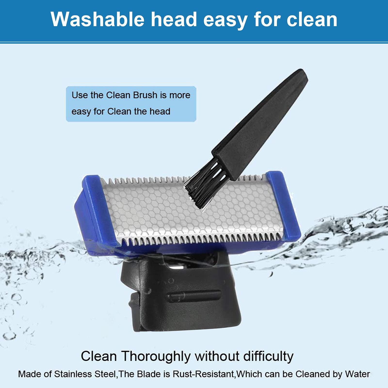 LinMei Trimmer Replacement Heads Compatible for Gen 1 Micro Touches Solo Trimmer - Set of 4 Replacement Blades & 2 Cleaning Brushes