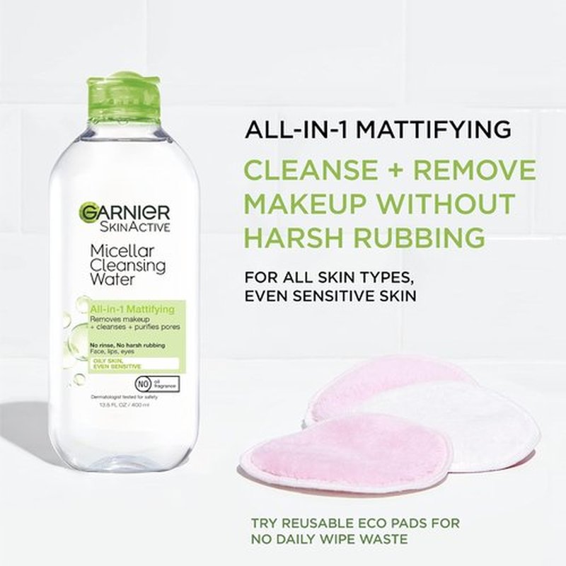 Garnier Micellar Water - Oily Skin Facial Cleanser & Makeup Remover | Mattifying, 13.5 Fl Oz