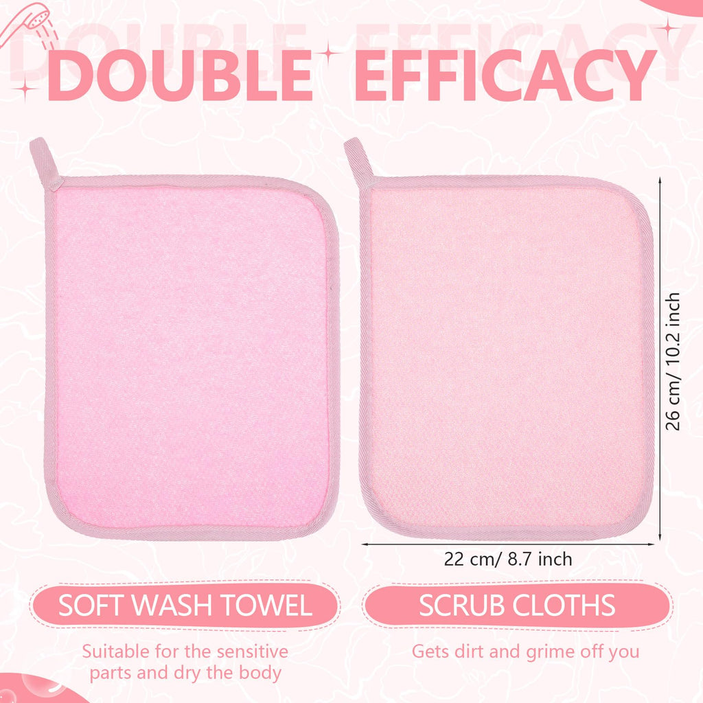 Tudomro 10 Pcs Exfoliating Washcloths Double Sided Man Wash Cloths Body Face Exfoliating Scrub Cloths for Shower Men Women (10.2 x 8.7 Inch,Gradient Pink)