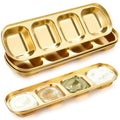 Teenyyou 4 Pcs DIY Esthetician Bowls Face Mask Tray Esthetician Supplies Stainless Steel Compartment Serving Tray Women Skincare Products for Spa Salon Aesthetician Beauty, Nail Art(Gold,Large)
