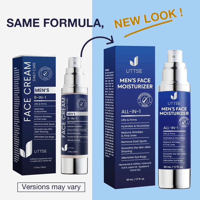 Uttse 6-in-1 Men's Face Moisturizer - Reduce Eye Bags, Dark Circles & Puffiness - 1.7 fl oz - Made in Korea