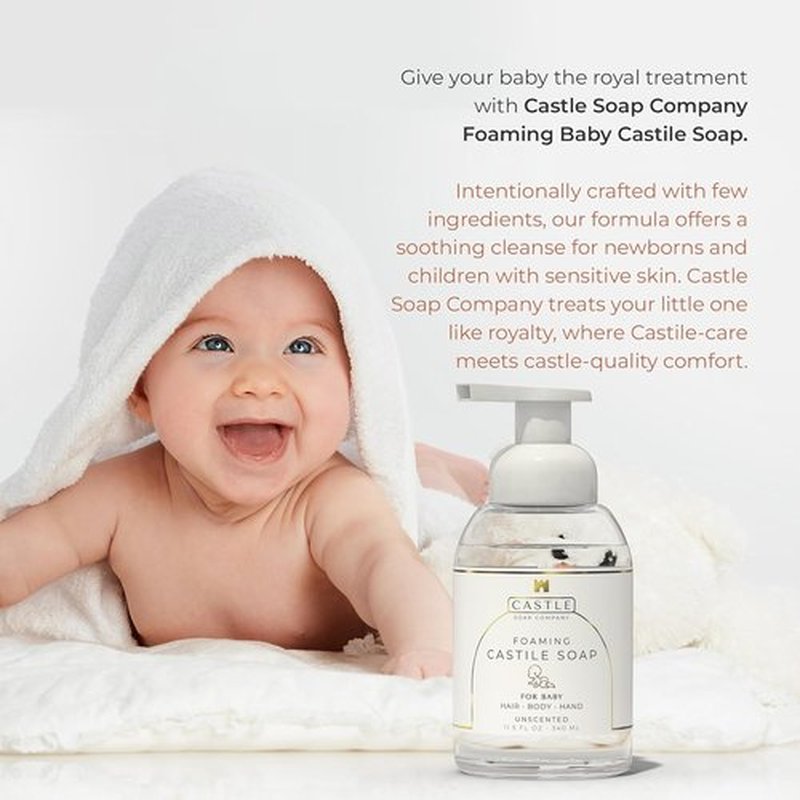 Foaming Baby Castile Soap - 3-In-1 Hair, Body & Hand Cleanser | Nourishing Coconut Oil | For Newborns & Sensitive Skin | Hydrating Foam | 11.5 oz | Fresh Lavender