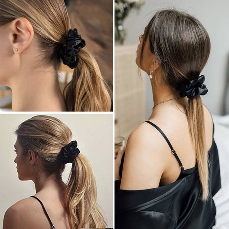 Suncdelv Silk,100% Silk Scrunchies for Hair,22 Momme Hair Ties for Anti-Crease & Breakage,Natural Women Hair Accessories，Fashion Hairbands 3PCS（Leopard print）