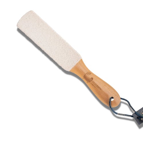 Natural Pumice Foot File Hard Skin Remover for Women and Men - Curved Style Black Colour Callus & Dead Skin Remover for Feet with Wood Handle (White)
