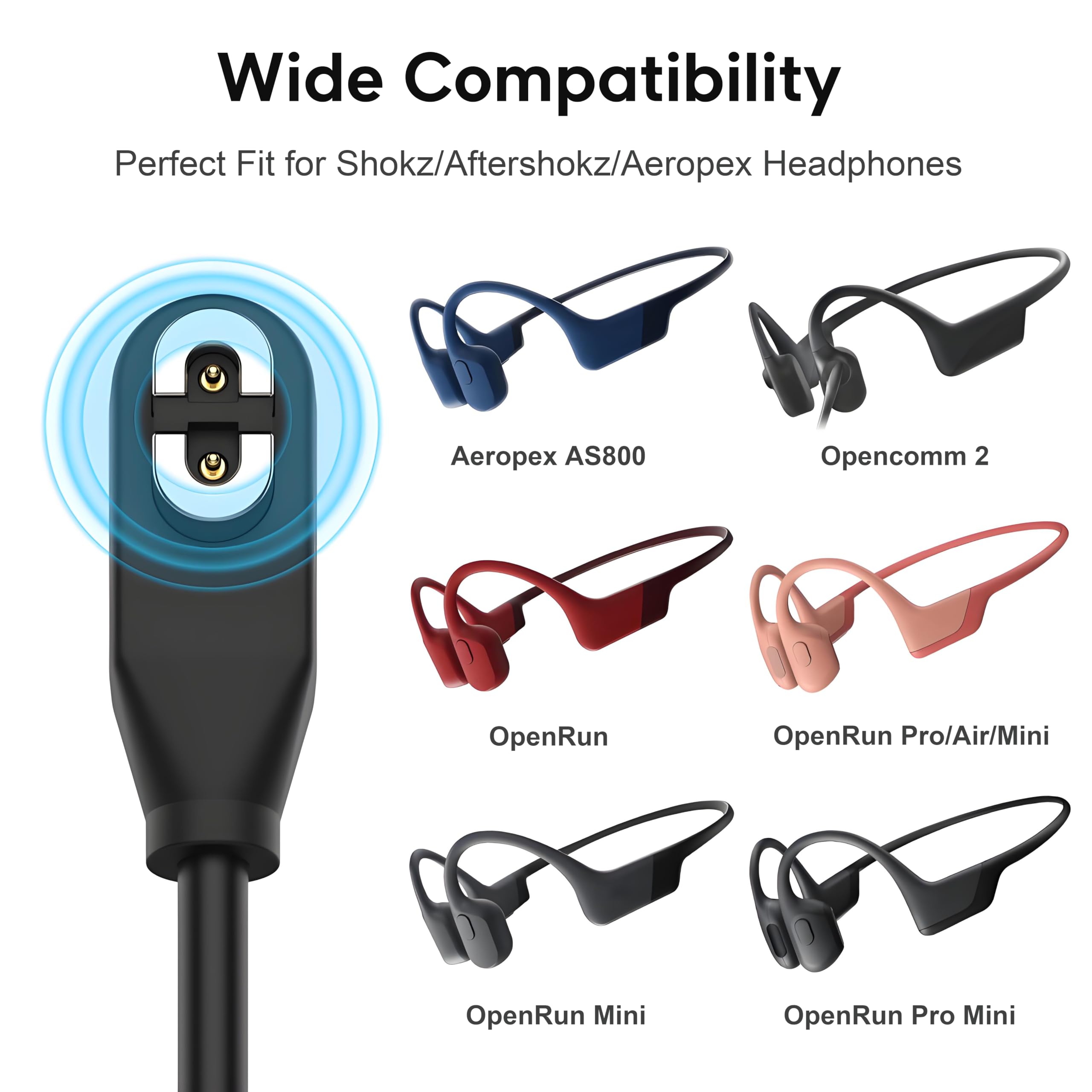 sweguard USB C Charger Cable 3.3ft Magnetic Compatible with AfterShokz Aeropex, SHOKZ OPENCOMM, OPENRUN PRO, OPENRUN PRO Mini, OPENRUN, OPENRUN Mini