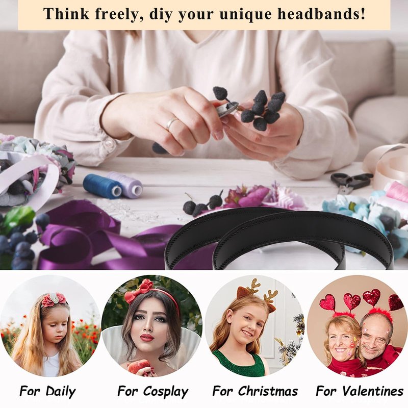 Wecoe Black Headbands for Women Girls 10pcs 1 Inch Wide Plastic Headbands with Teeth Plain Hard Head Bands Hairbands Diy Crafts Hair Accessories for Women & Girls