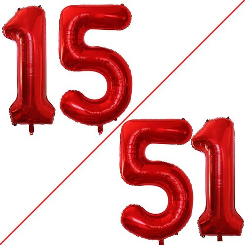 GOER Jumbo Number 15 Balloons - 42 Inch Foil Helium Decorations for Sweet 15 Birthday Party | Red