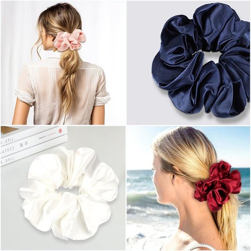 MixS Live Large Silk Scrunchies for Women - 6PCS Satin Hair Ties Oversized, No Damage Hair Bands Gentle for Thick/Long Hair, Soft & Comfortable for Sleeping, Gym, Travel (Red/Black/Brown)