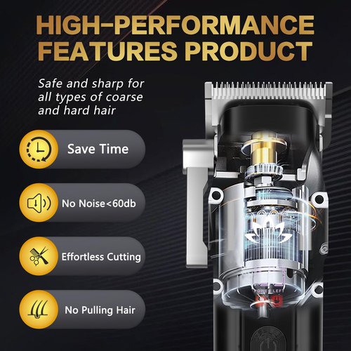 AMULISS Professional Hair Clippers and Trimmer Set for Men - Cordless Haircut Kit with LED Display, Zero-Gap T-Blade Mens Grooming Beard Trimmer for Family & Barber Use (Black)
