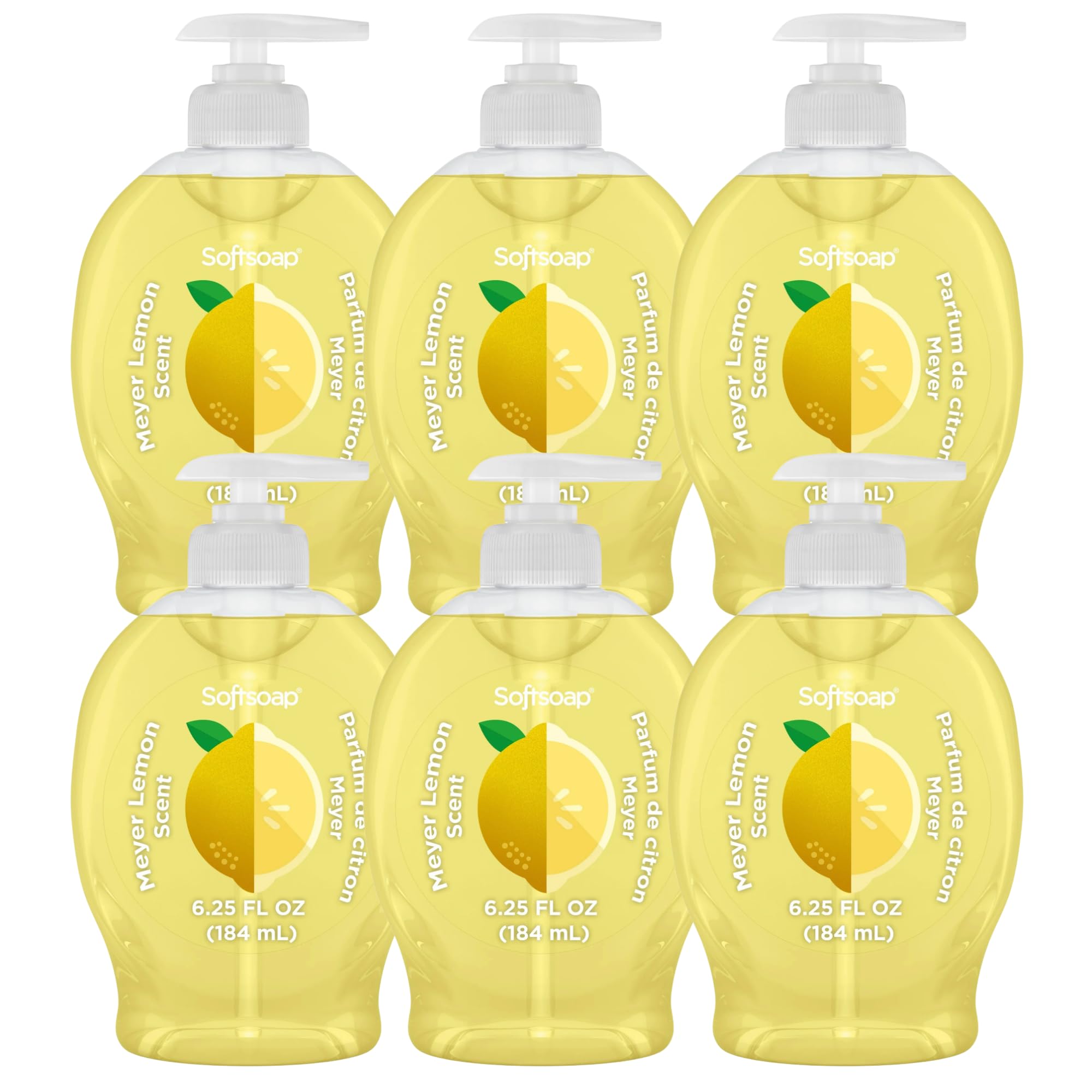 Softsoap Liquid Hand Soap with Pump, Limited Edition Summer Scents, 6.25 Fl Oz, 6 Pack (Lemon)