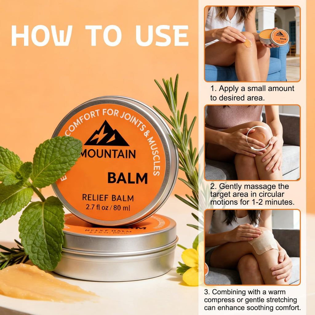 2PCS Mountain Relief Balm, Soothing Gel Cream for Knee, Foot, Back & Joint Relief, Fast Absorbing, Non-Greasy Formula 2.7fl oz