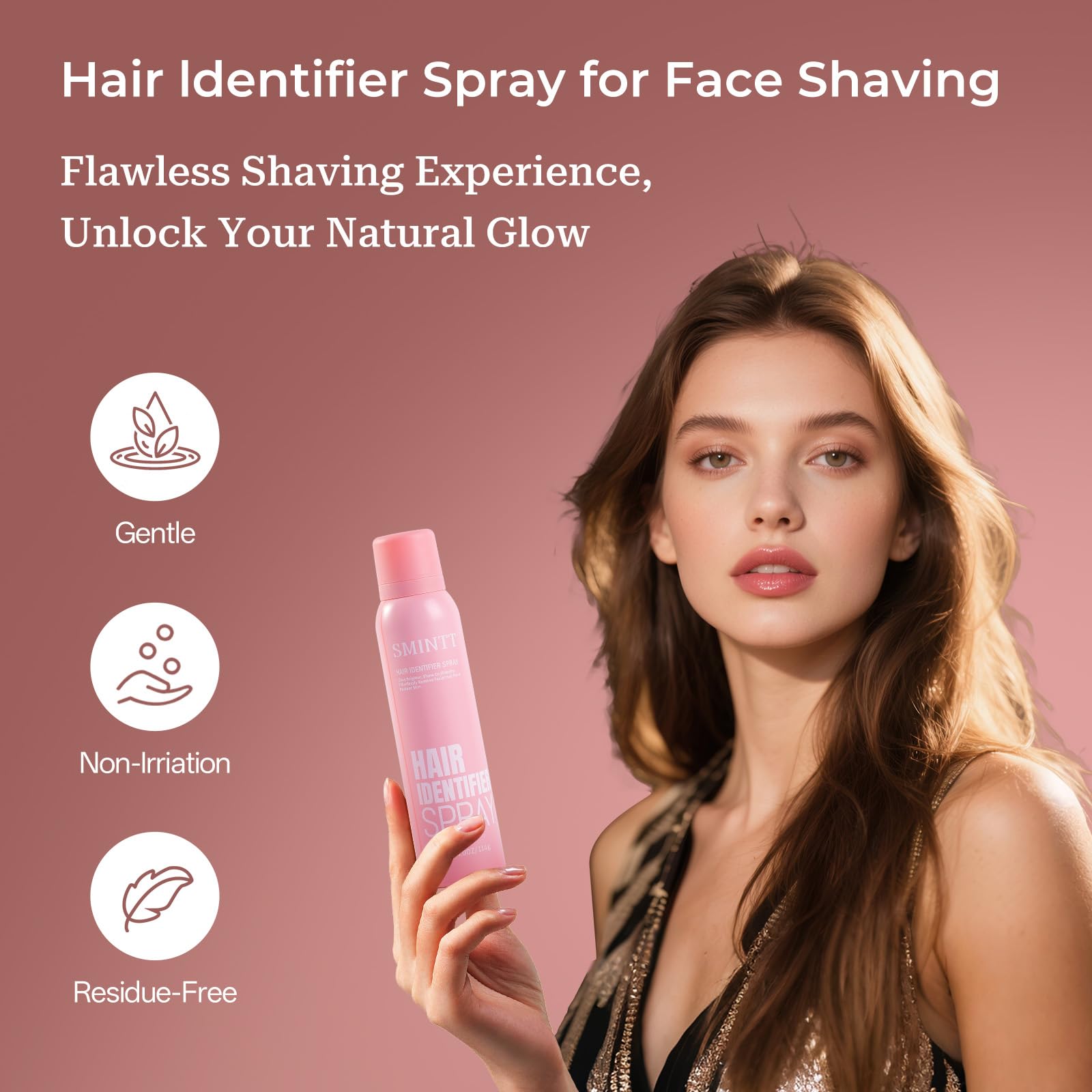 SMINTT Hair Identifier Spray for Face Shaving, Facial Dermaplane Spray for Smooth Skin & Flawless Makeup-Prep, Botanical Extracts, All Skin Types, Gifts for Women, 2pcs
