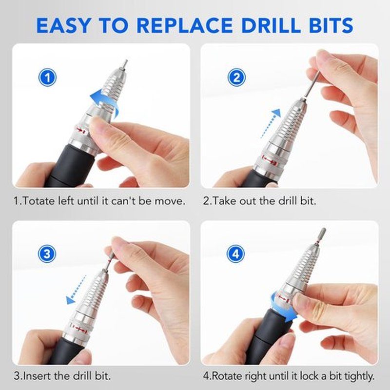 Nail Drill Handpiece for UP200, KUPA KP55, KP60, KP5000 Machine, 35000RPM Professional Electric Nail File Handle Replacement 3 Pins for Manicure Art Tool, Low Noise and Smooth (Only Handpiece)