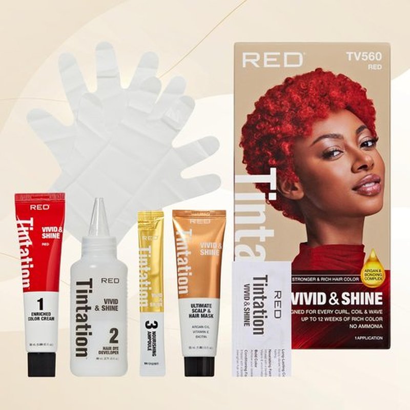 Red by Kiss Tintation Vivid & Shine Permanent Hair Dye – High Lift Formula, Argan Oil Vitamin E, Bonding Complex, Sulfate & Ammonia Free, 100% Gray Coverage, Lasts 12+ Weeks (Red)