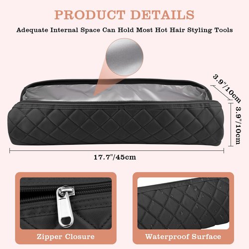 Suafrnut Large Hot Hair Tools Organizer Bag Portable Travel Heat Resistant Storage Case Pouch for Curling Irons, Flat Irons, Hair Straighteners and Styling Tools(17.7" x 3.9")