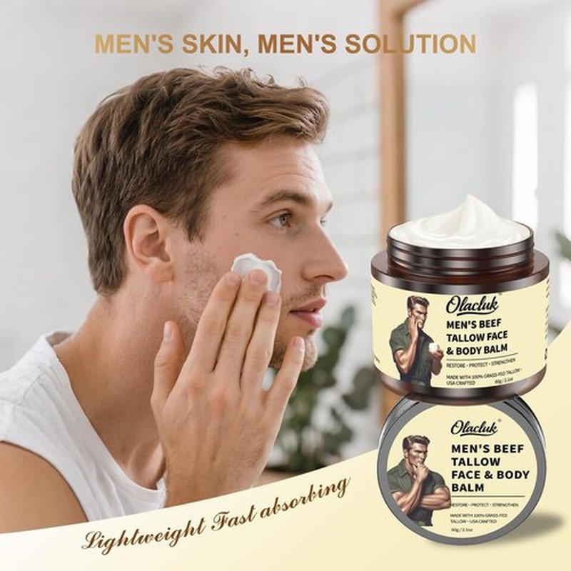 OLACLUK Beef Tallow for Skin, Grass Fed Beef Tallow Honey Balm for Men, Honey Face Moisturizer Skin Care for Face and Body, Hydrating Anti Aging, Unscented, Christmas Gifts for Women & Men, 2oz
