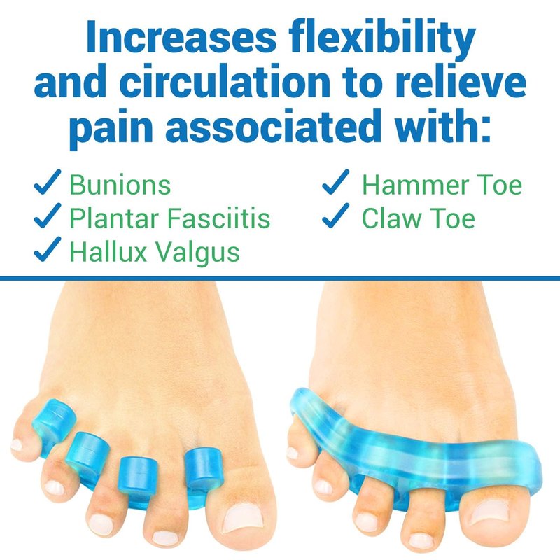 VIVEsole Toe Separators for Men & Women Medium (2 Pairs) - Silicone Gel Spreaders - Therapeutic Spa Stretchers for Plantar Fasciitis, Bunions, Overlapping Hammer Toe Spacers - Metatarsal Yoga Cushion