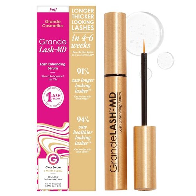 Grande Cosmetics GrandeLASH-MD Lash Enhancing Serum - Peptide & Vitamin Infused for Fuller Lashes | Ophthalmologist Tested, Cruelty-Free