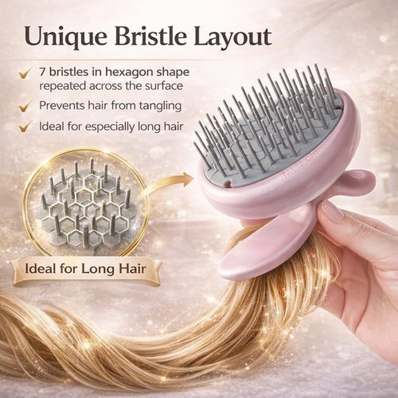 Scalp Scrubber [Made in Japan] Unique Layout Shampoo Brush for Smooth Brushing Long Hair, Head Massage, Men, Women, and Gift