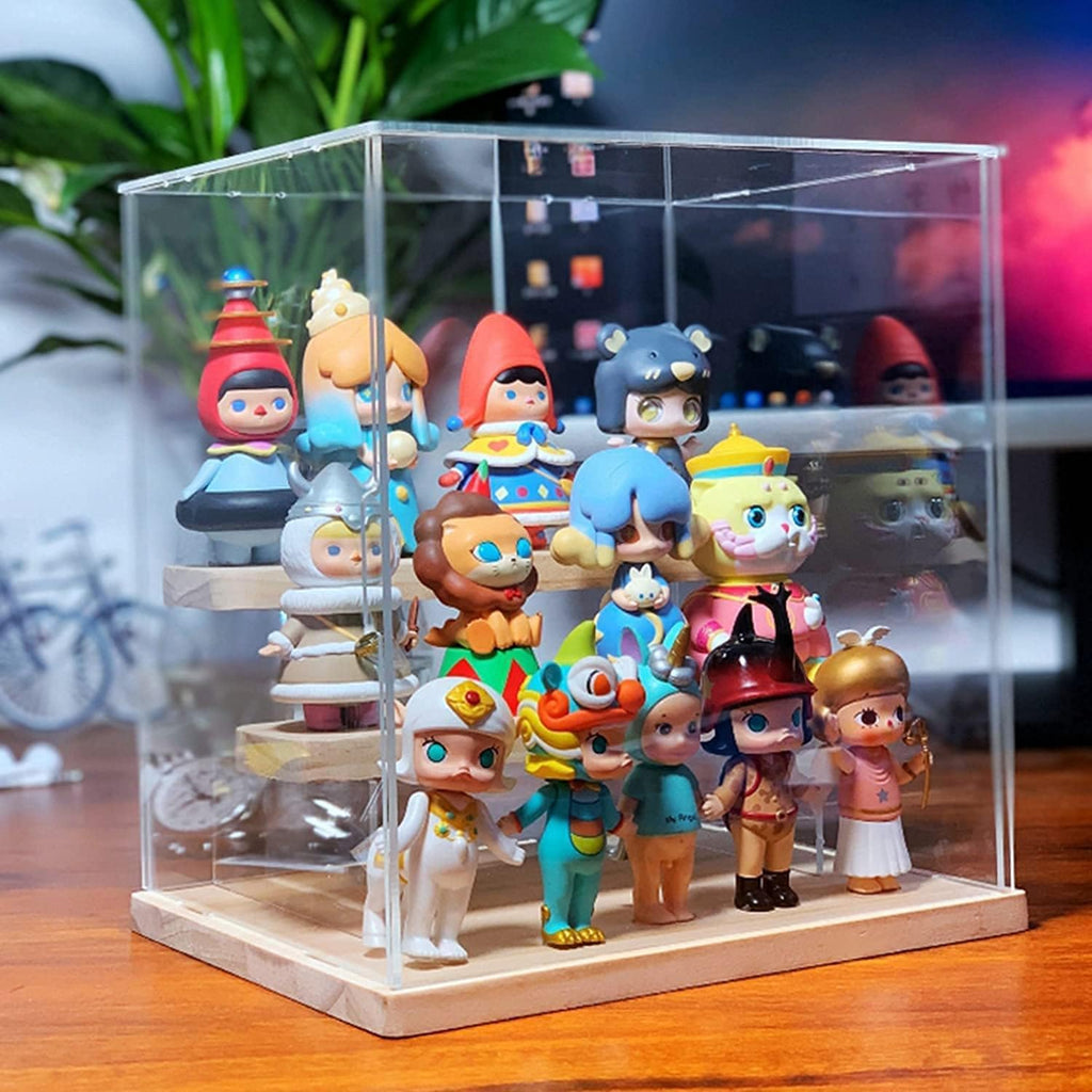 Nynelly Clear Acrylic Display Case for Collectibles, 4 Tier Display Box with Door, Assemble Countertop Showcase Storage Organizer for Minifigures Funko Pop, Miniature,12.4" L x 9.5" W x 11.6" H