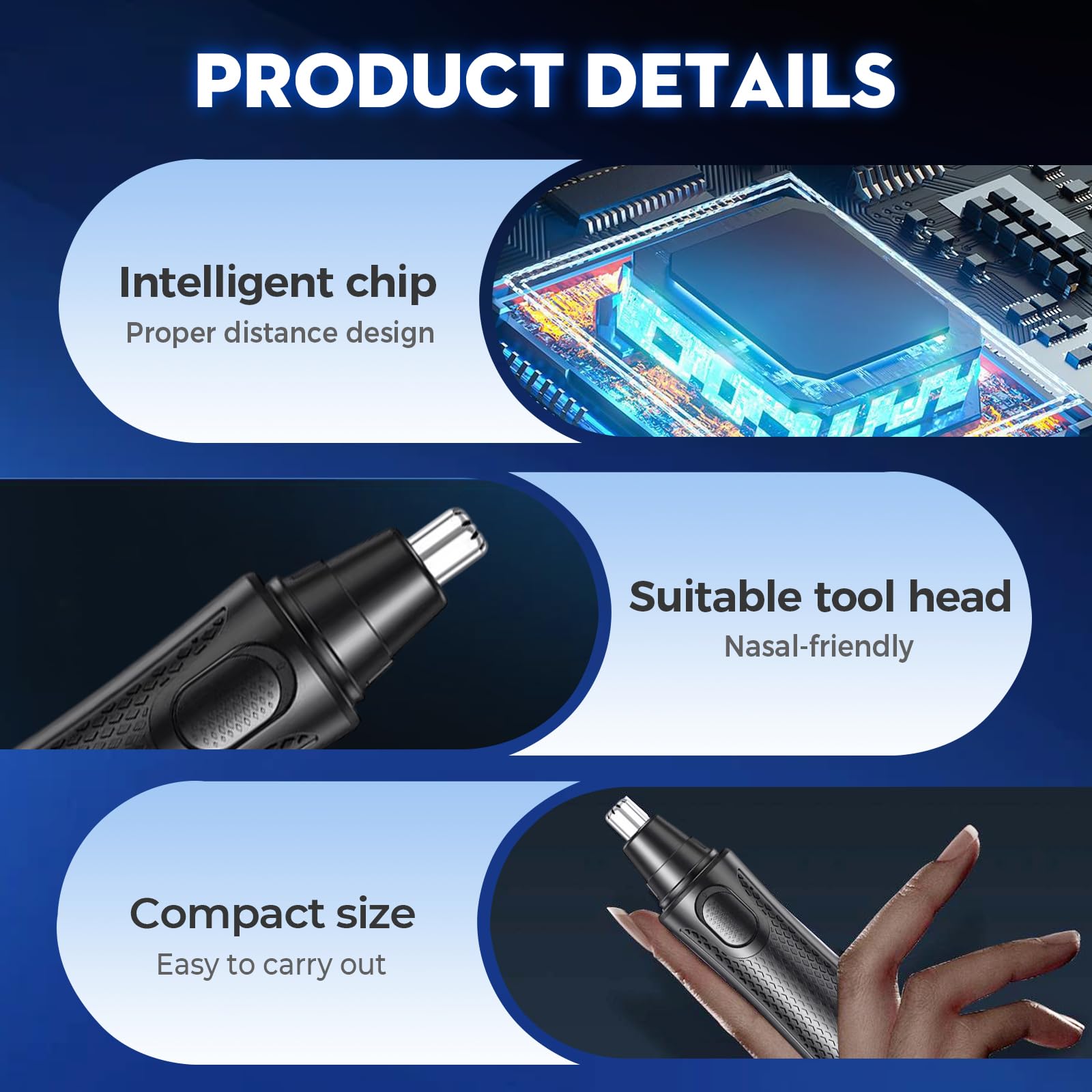 Electric Nose Hair Trimmer, 2026 New 360 Degrees Electric Nose Hair Clippers, Rechargeable Nose Hair Remover with Replacement Blade Heads for Men, Women (Black, with 2pcs Replacement Blade Head)