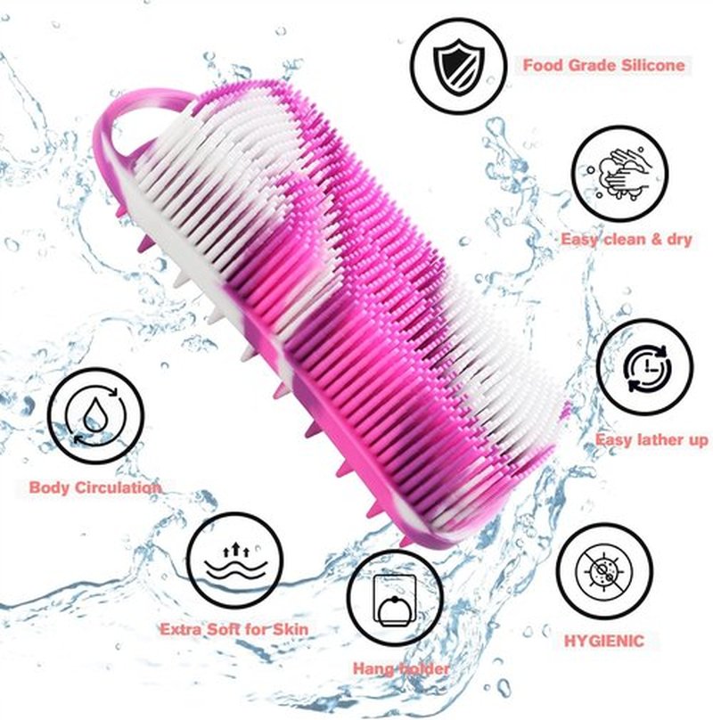 Skiennix Silicone Body Scrubber - Gentle Exfoliating Bath Brush for Women | Travel-Friendly Deep Clean & Massage
