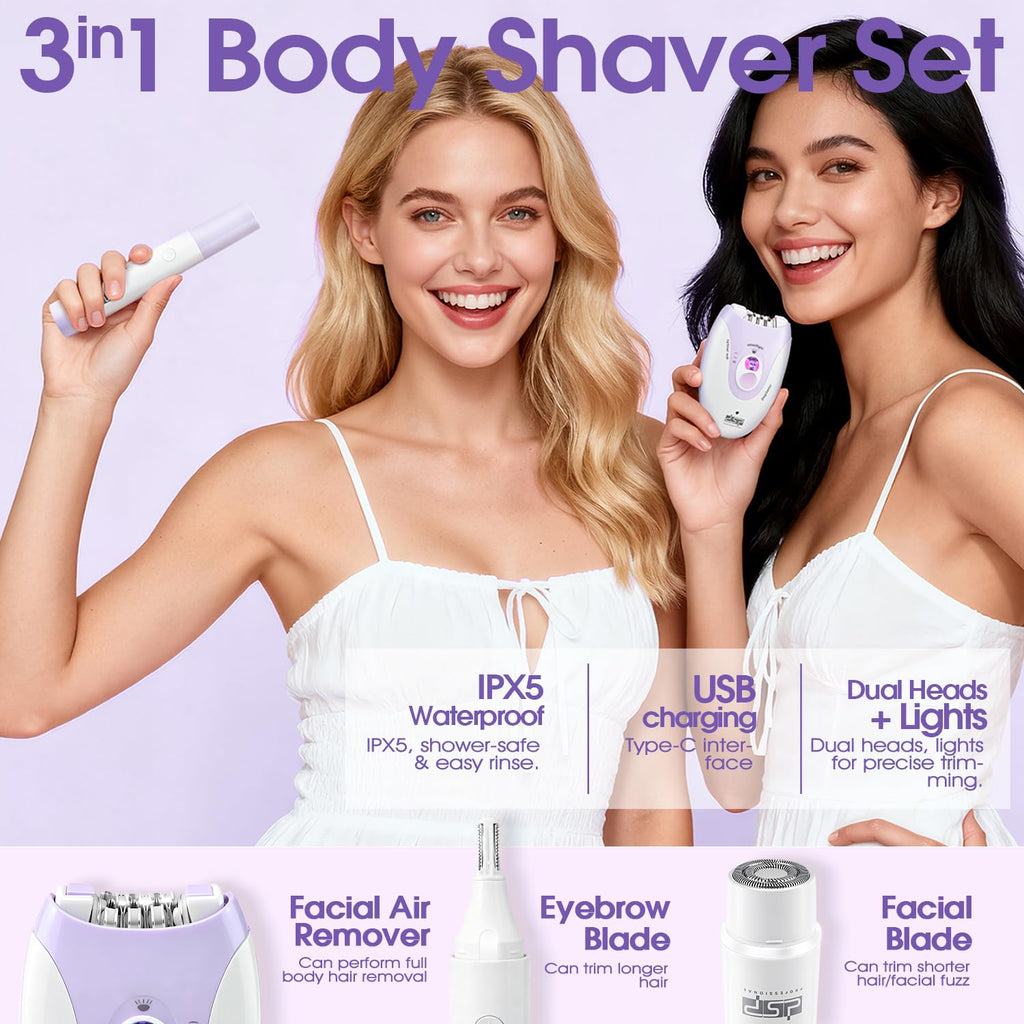 DSP 2-in-1 Ladies Shaver & Facial Hair Remover Cordless Rechargeable Kit