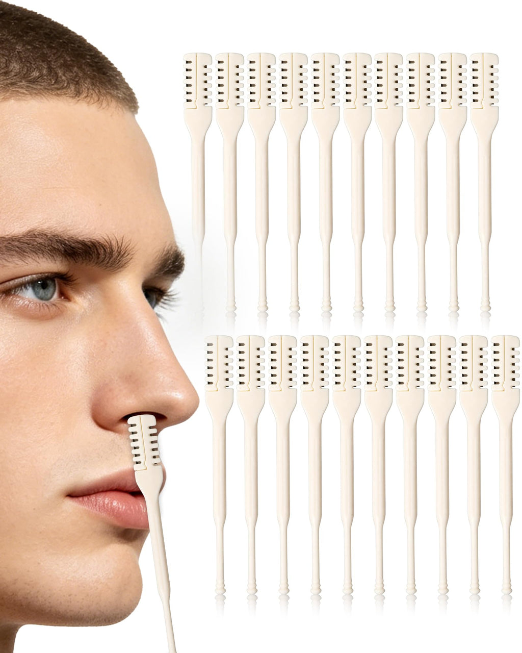OZWLZV 20PCS Nose Hair Trimmer for Men & Women, 2-in-1 Nasal Hair Cutter, Manual & Portable Nose Trimmer, Double Sided Nose Hair Cutter, Nose Hair Remover with Cleaning Brush, Nose Razor