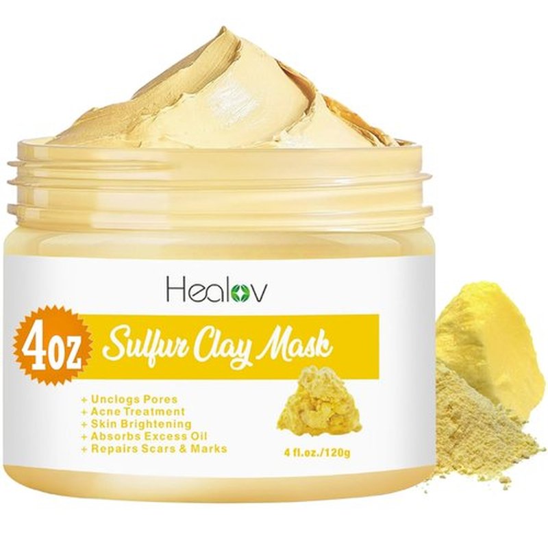 **Sulfur Face Mask - All-Natural Clay Treatment for Glowing Skin | Absorbs Oil & Unclogs Pores**