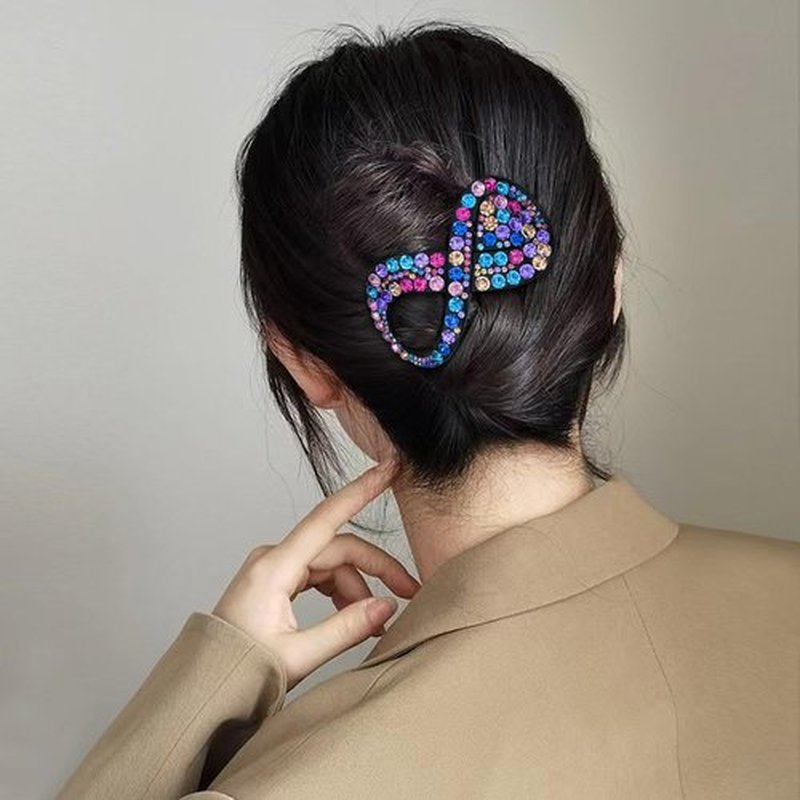 6 Pcs Rhinestone French Concord Flat Hair Clips, 3.74 Inch Curved Hair Claw Alligator Hair Clips Volume Strong Hold Banana Barrettes Hair Clamps Jaw Clips for Women