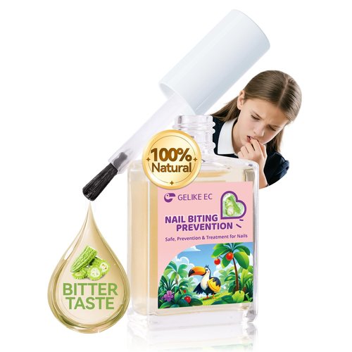 Gelike ec Nail Biting Prevention for Girls: Extra Strong Nail Biting Treatment Anti-Bite Nail Polish - Invisible Quick Dry Bitter Vegan Formula 15ml - Nail Care Solution for Growing Kids