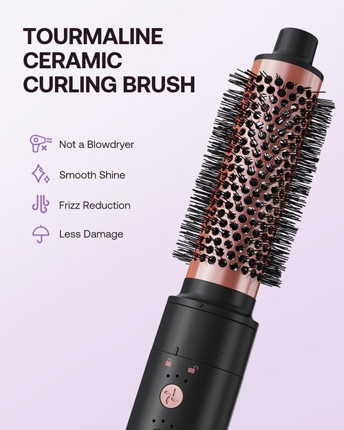 5-in-1 Hot Air Styler Wrap, High-Speed Hair Dryer Brush Blow Dryer with 2 Auto Wrap Curlers for Curling, Straightening, Volumizing, Fast Drying & Frizz-Free Styling for All Hair Types