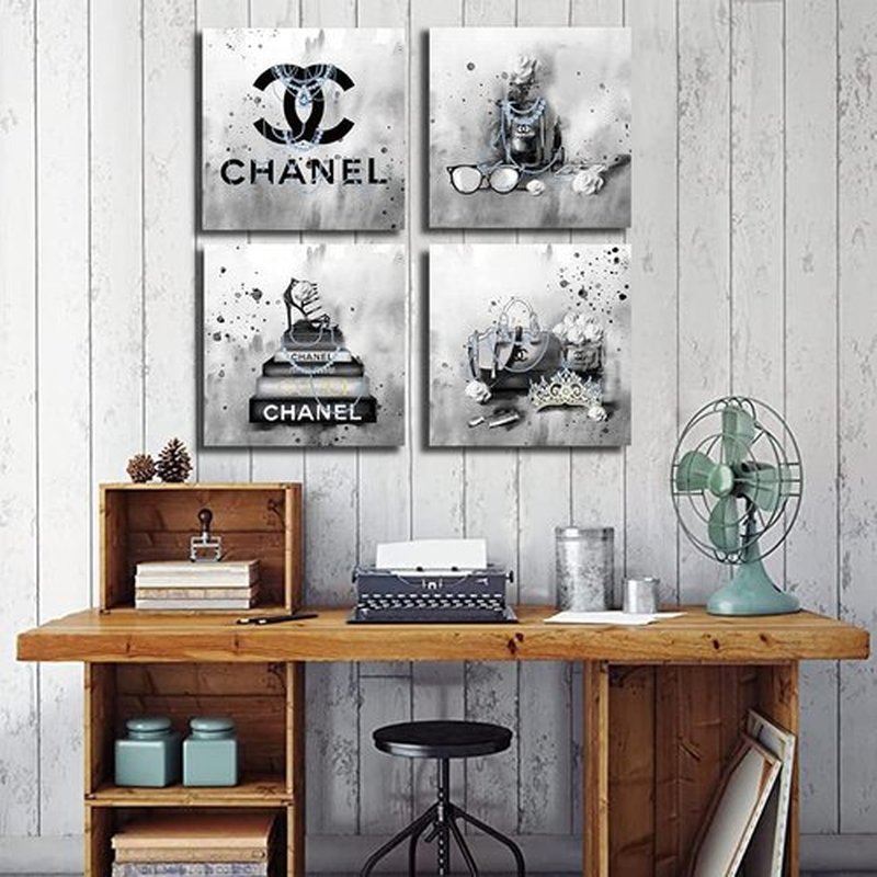 Meetdeceny Bedroom Wall Decor - Black and White Fashion Handbag Art for Teen Girls | 20"x20" Canvas Prints (4 Pieces)