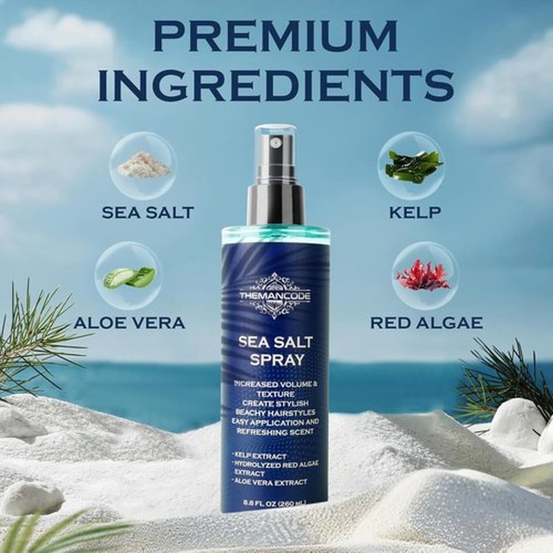 THEMANCODE Sea Salt Spray for Men - Texturizing Hairspray for Instant Volume | 8.8 Oz Beach Essential