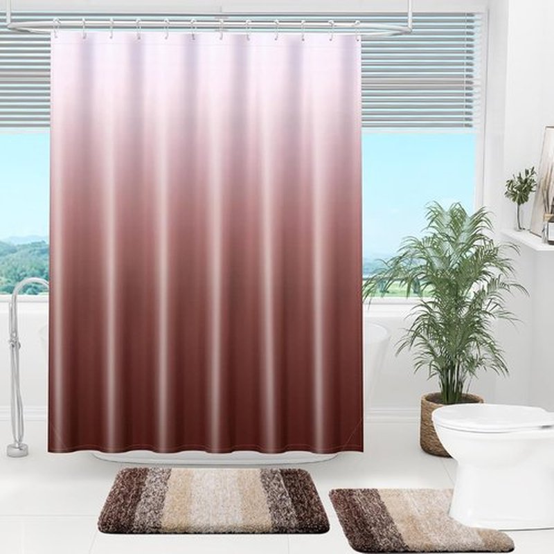 OLANLY Luxury Ombre Shower Curtain Set - Waterproof & Washable, Brown/White | 72x72 Inches