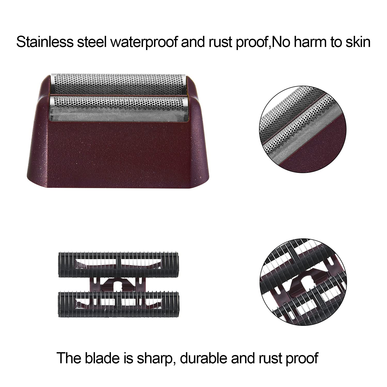 Professional 5 Star Series Finale Shaver Replacement Silver Foil and Cutter Bar Assembly Compatible with wahl Shaver Foil 7031-100, 7043-100 Replacement Silver Heads (red)