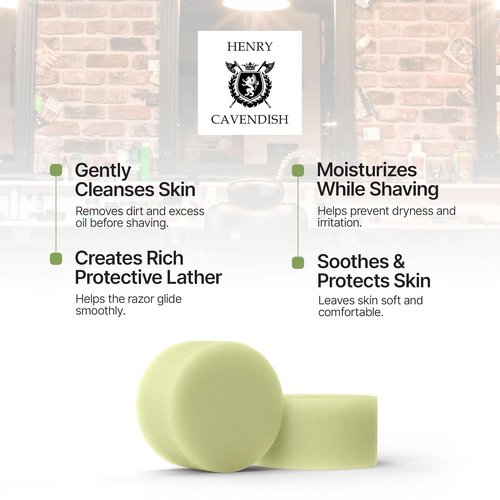 Henry Cavendish Eucalyptus Mint Shaving Soap - All-Natural 4 oz Puck with Shea Butter & Coconut Oil