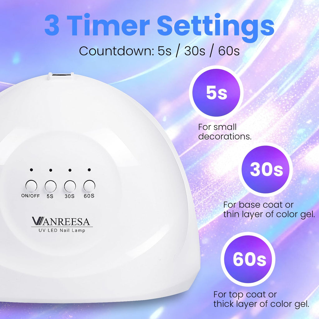 VANREESA U V Nail Lamp, 30 Beads LED U V Light for Gel Nails, U V Lamp for Gel Nail Polish with 3 Timers & Automatic Sensor, White Nail Dryer, Gifts for Women Girls