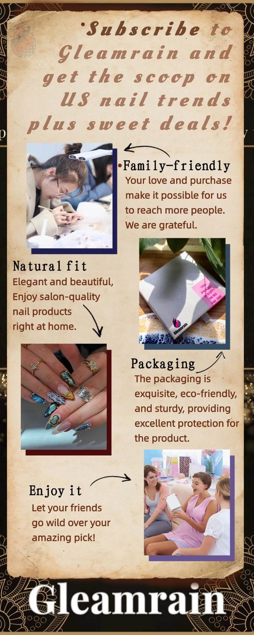 Gleamrain Handmade Press on Nails Almond Shape M Size/Gleamrain Luxury Medium Hand Made Nails with Design for Women 10Pcs by P09