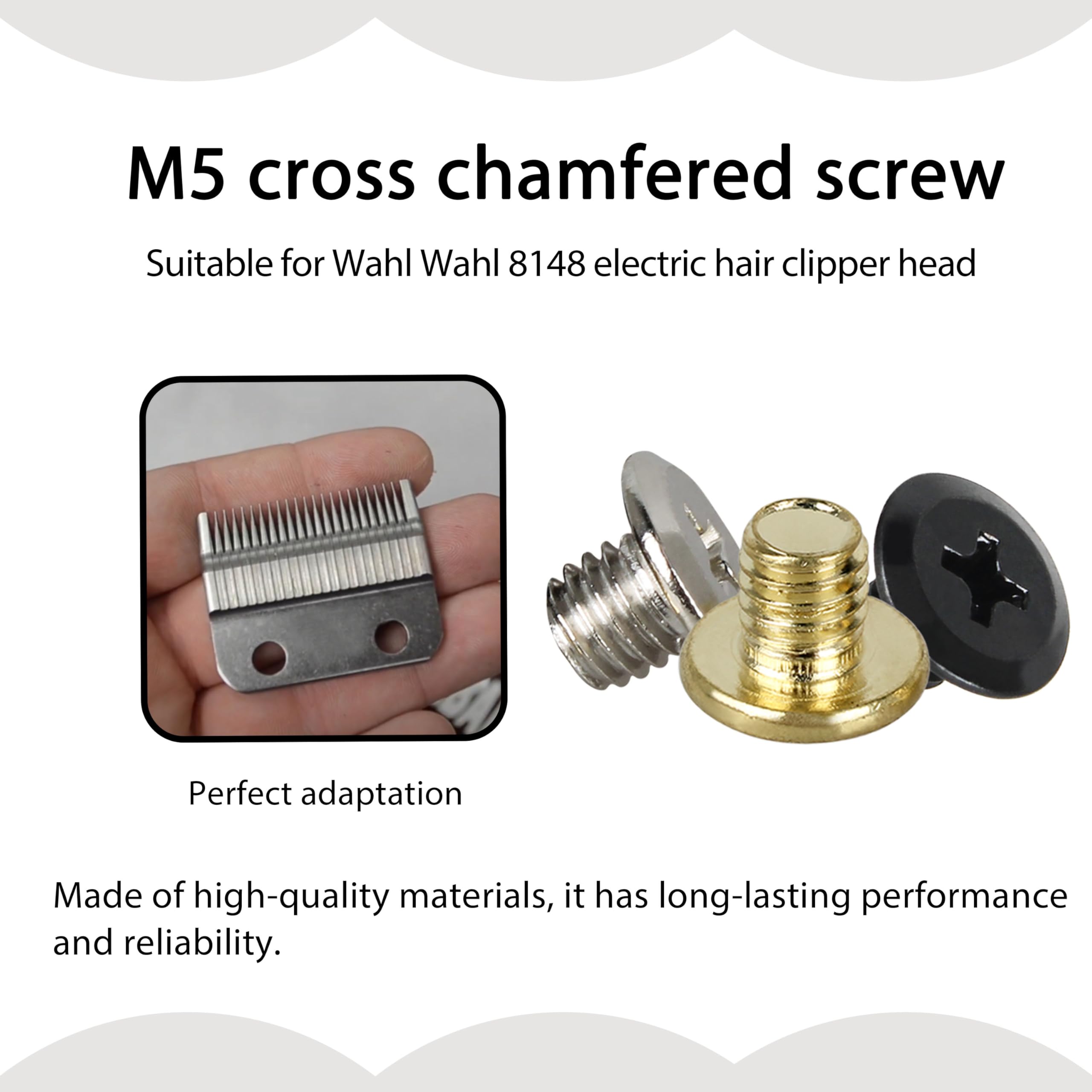 M5 Phillips Chamfering Screws Replacement for Wahl Electric Hair Clipper Blade, Clipper Screws for Wahl 8148 808 (Three Colors