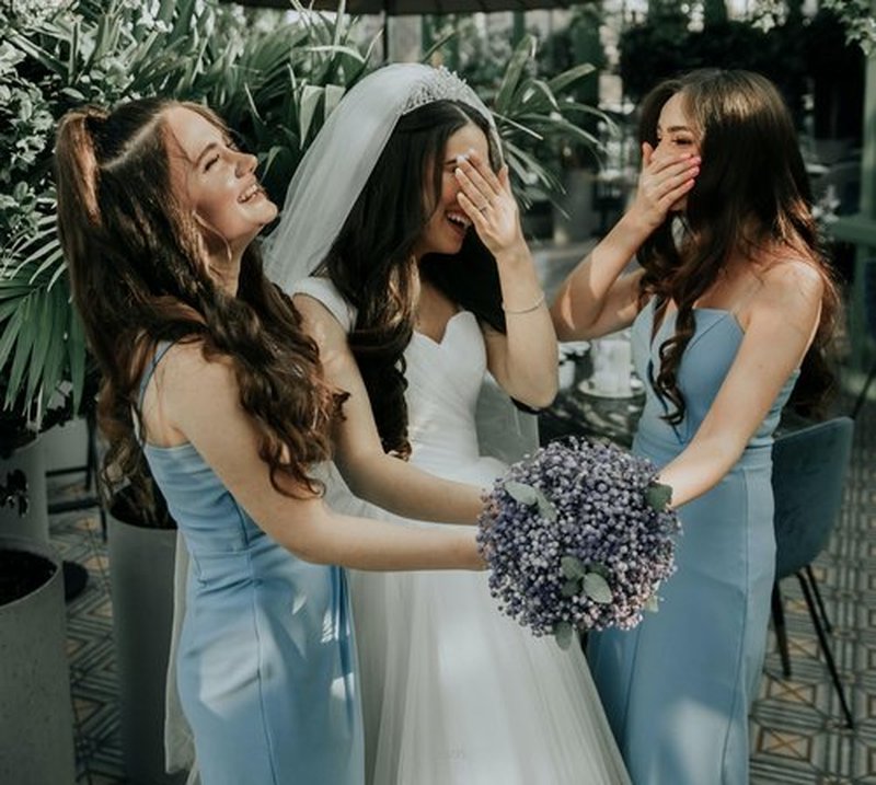 Clcnsusilk Satin Bridesmaid Proposal Gifts Scrunchies Bachelorette HairTies Set of 12 sunglasses Bridal Shower No Damage Hair ties ideas Gift for Wedding Party Favors (12pcs White&Dusty Blue)