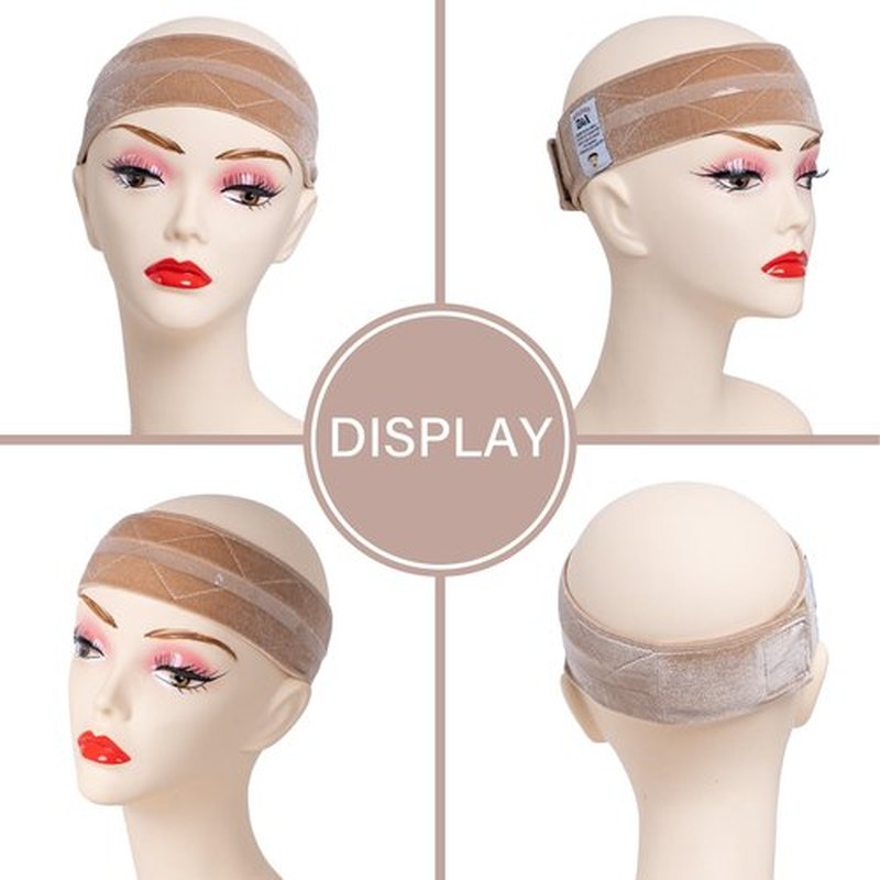 GEX New Wig Band Velvet with Silicone for Keeping Wigs in Place Updated Wig Grip Scarf Head Hair Band Wig Band Adjustable Fastern (Cream)