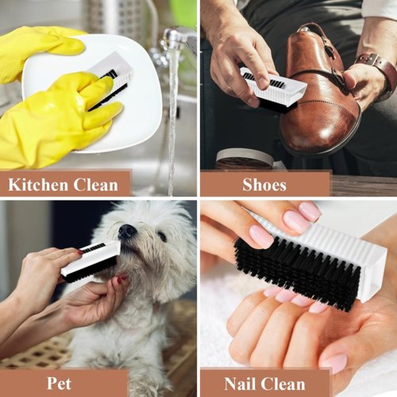 Milkary 8Pcs Fingernail Brushes, Plastic Surgical Scrub Brushes for Nail Cleaning, Soft Two-Sided Non Disposable Nail Scrubber Brushes for Cleaning Nail and Toes White and Black