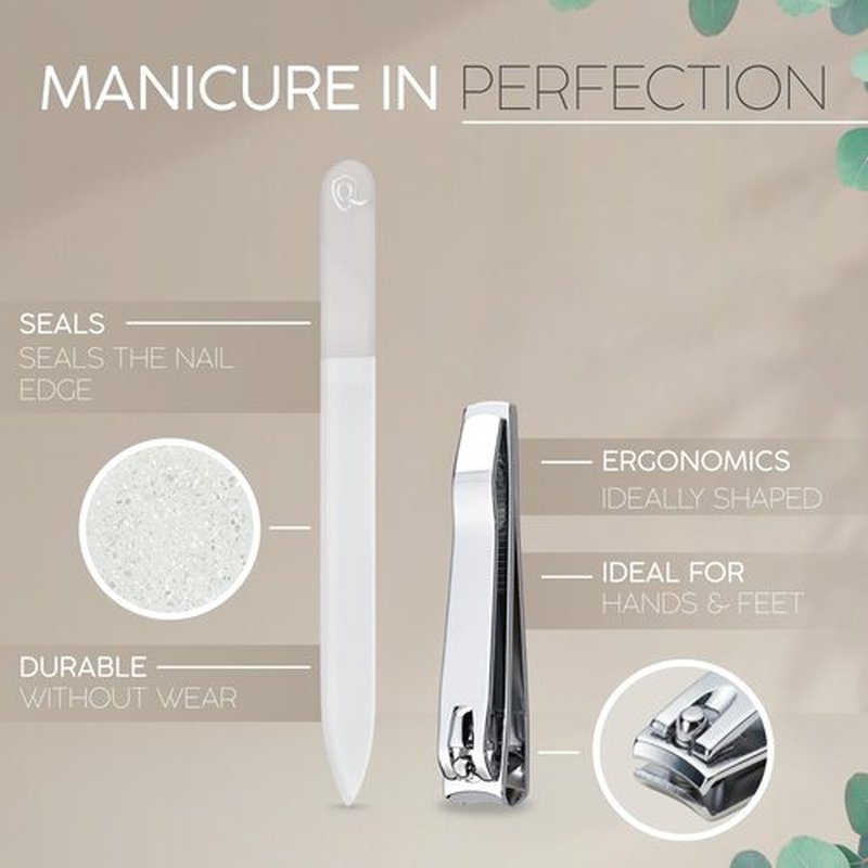 marQus Nail Kit for Men and Women - Manicure Set 12 pcs - German Made Nail Kit - Grooming Set - Genuine Leather Case with exclusive Glass Nail File - Manicure Set made in Germany