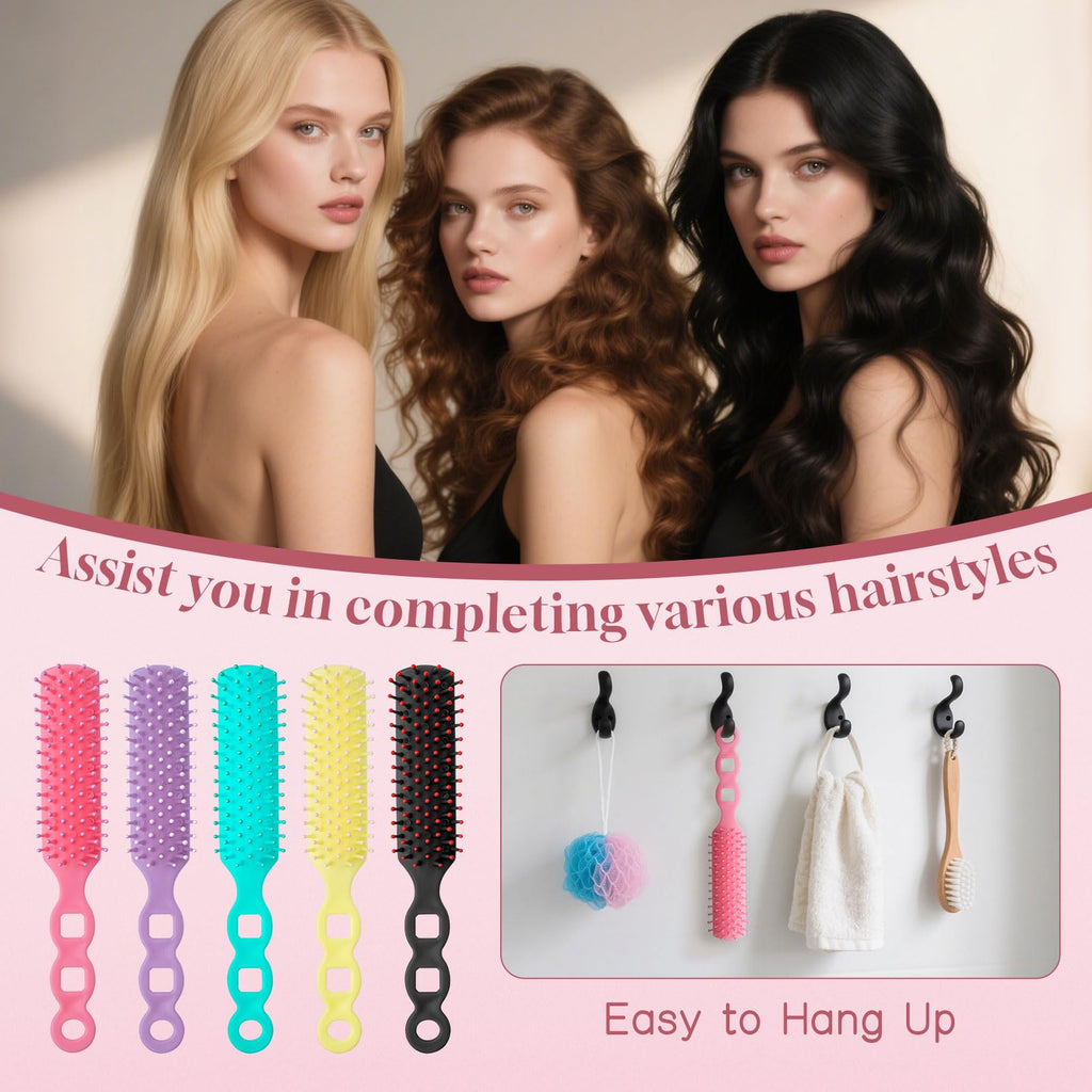 Hair Brushes in Bulk Individually Wrapped for Homeless,Plastic Hair Brush for Curly Wavy Hair,Detangling Hair Brush for Shelter Hotel Nursing Charity (yellow green purple pink black) (pack of 50)