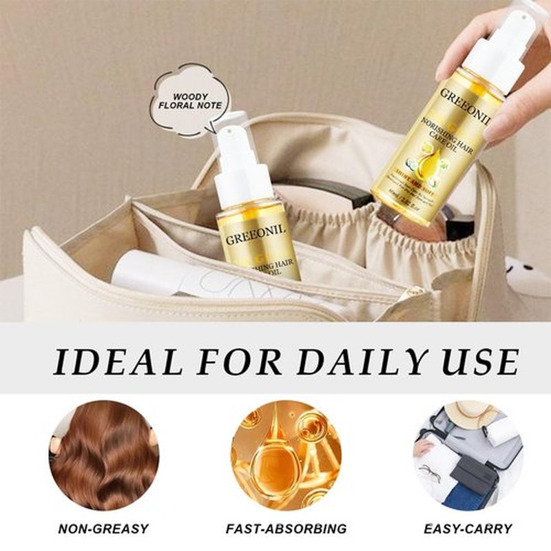 GREEONIL Hair Oil with Argan Oil, Vitamin E - Nourishing Treatment for Smooth, Frizz-Free, Shiny Hair for Women and Men with Frizzy, Damaged, Fine, or Curly Hair