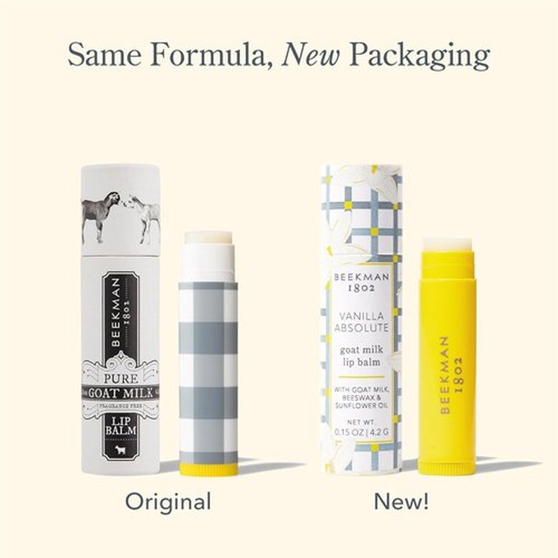 Beekman 1802 Lip Balm - Vanilla Absolute | Nourishing Goat Milk & Vitamin E for Dry Lips - 0.15 oz