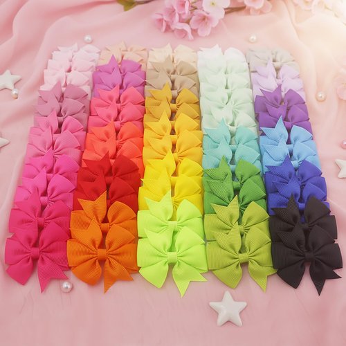 60Pcs Baby Hair Bows Clips: 2 inch Fully Lined Clips for Infant Toddler Girls (30 pairs)
